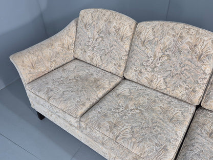 Vintage Danish 3 seater Sofa 1980s Floral Cotton Velour retro MCM EB12562
