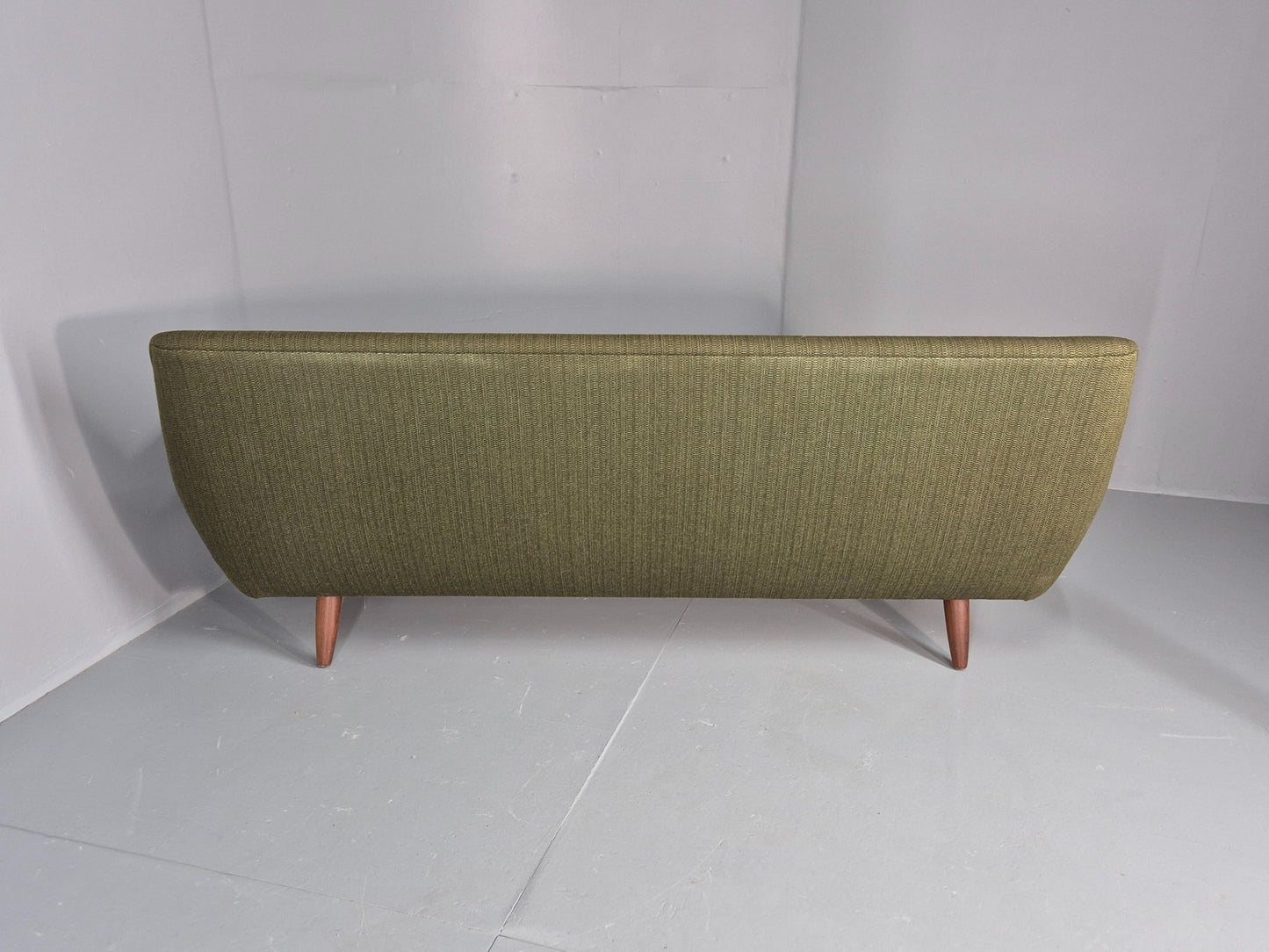 Vintage 3 Seater Thams Sofa Mid Century Green Wool Teak Paws 1960s Retro EB12390