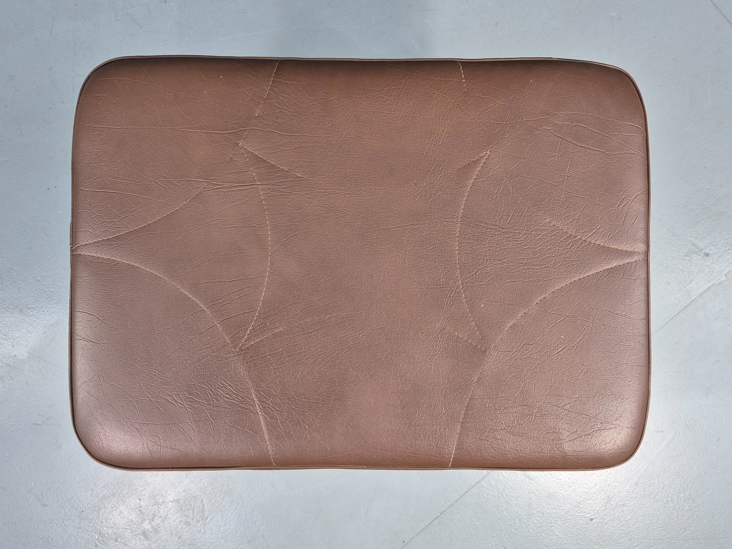 Vintage Danish Mid Century Footstool Brown Vinyl 1960s Retro  EB12032