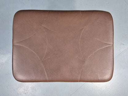 Vintage Danish Mid Century Footstool Brown Vinyl 1960s Retro  EB12032