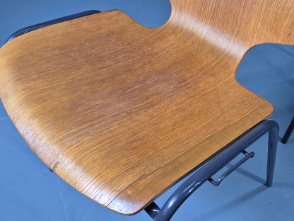 10 Vintage Stacking Chairs Industrial Danish Design Bent Ply Retro MCM EB12659