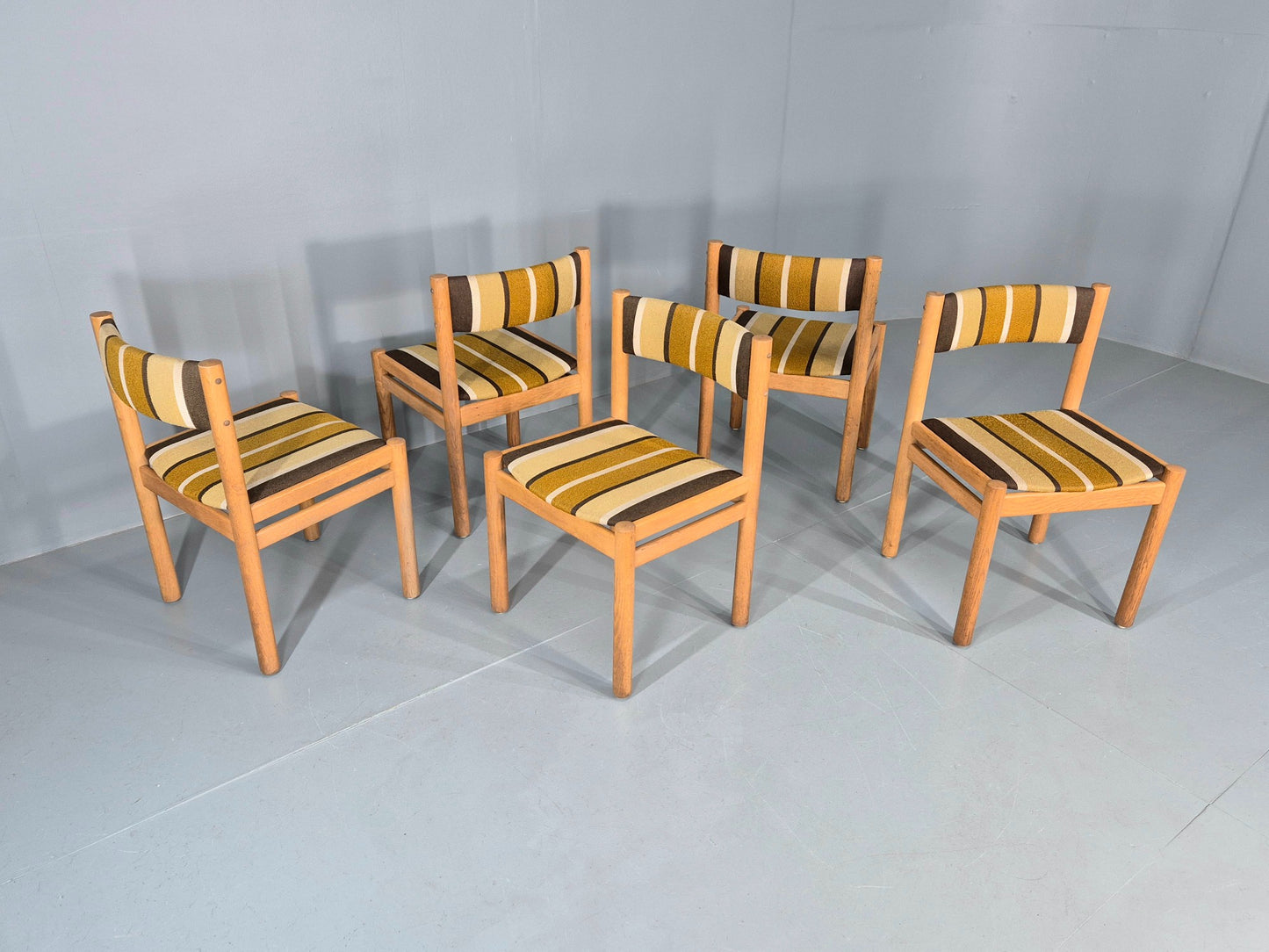 5 Vintage Mid Century Danish Dining Chairs Beech Oak 1970s Retro EB12150