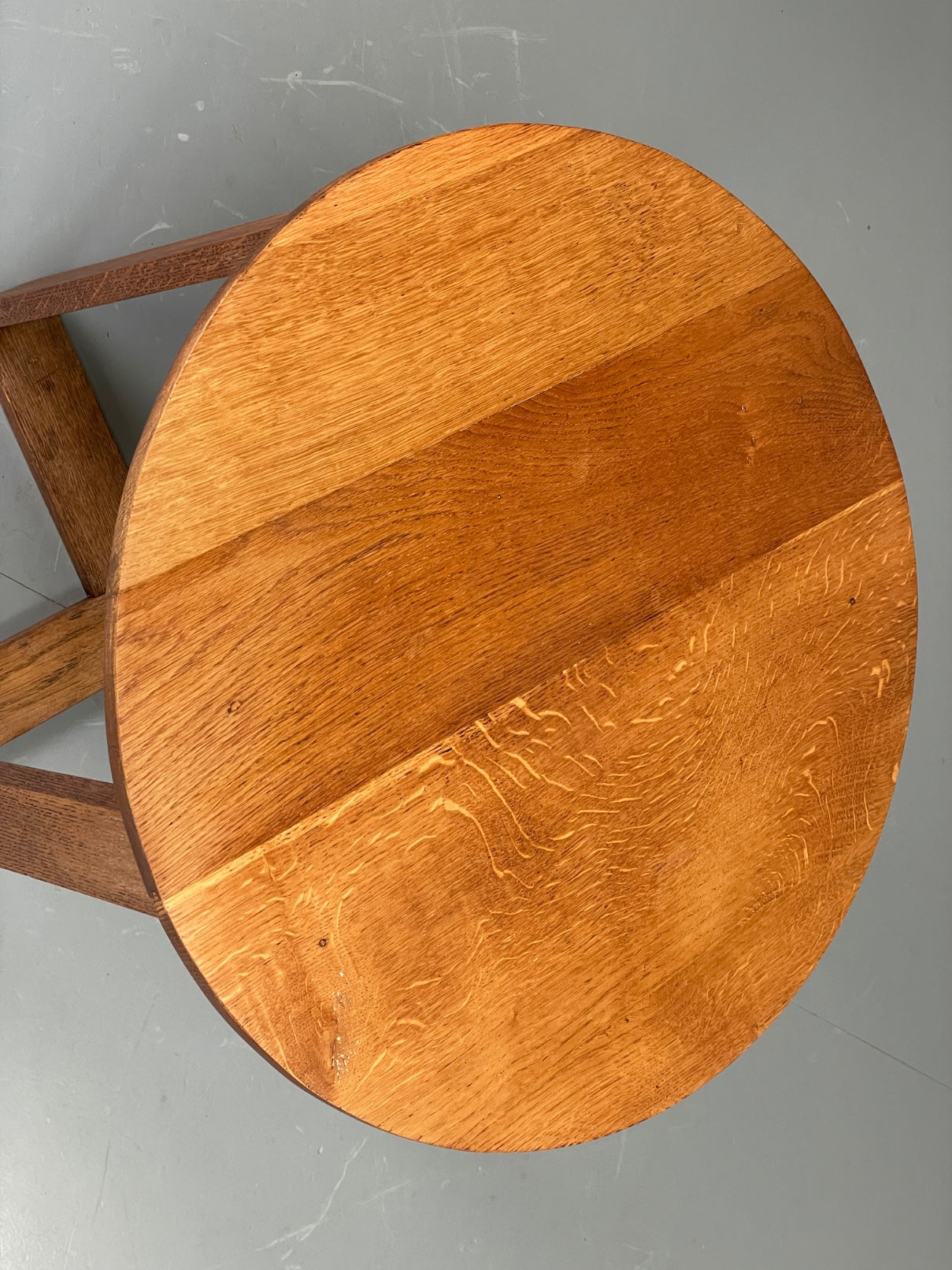 Vintage Oak Side Table Solid Arts & Crafts Round Retro 1950s EB11879