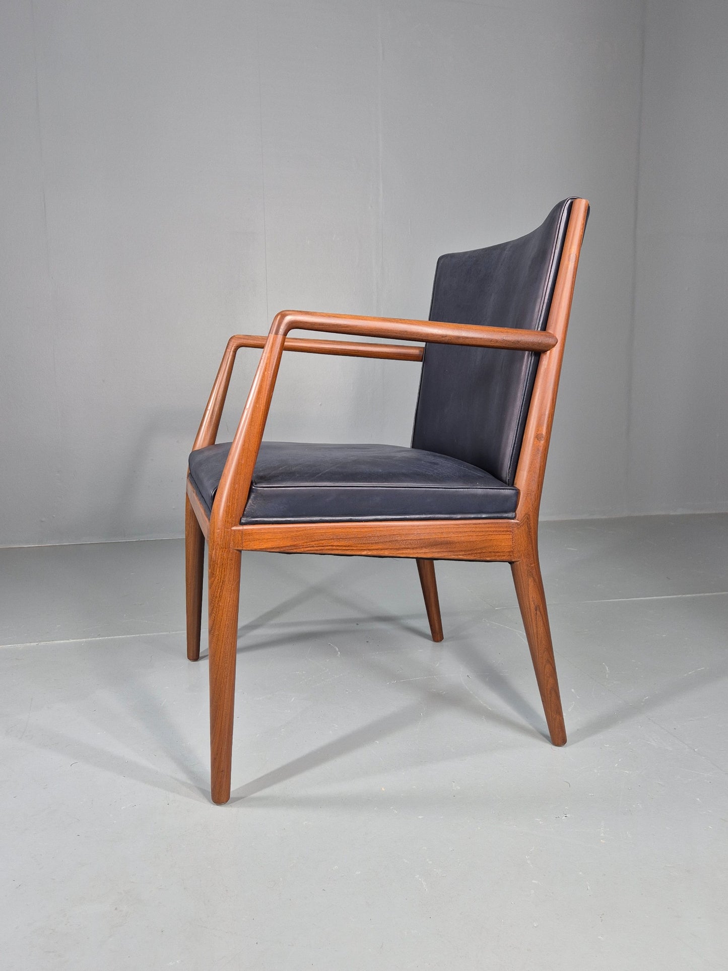 Vintage Mid Century Teak Armchair Blue Leather 1960s Retro EB11903