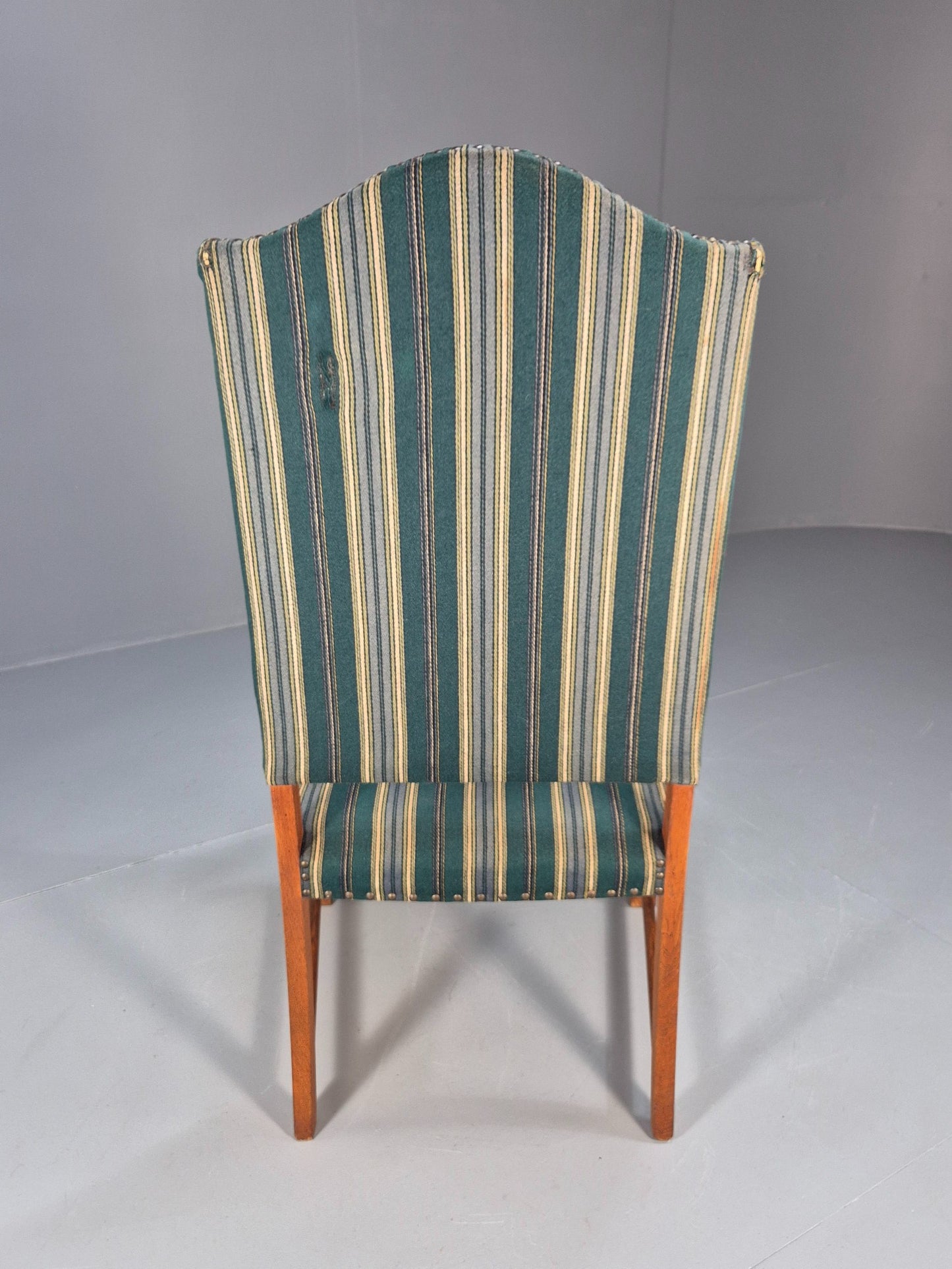 Baroque Style Throne Armchair Oak Frame Wool Stripe Upholstery EB08988
