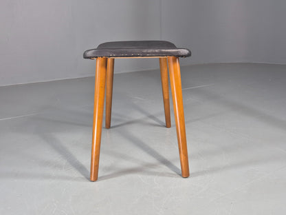 Vintage Mid Century Danish Footstool black vinyl Retro 1960s EB12093