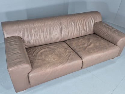 Vintage 2.5 Seater Sofa Taupe Leather Modern Design De Sede Style EB12477