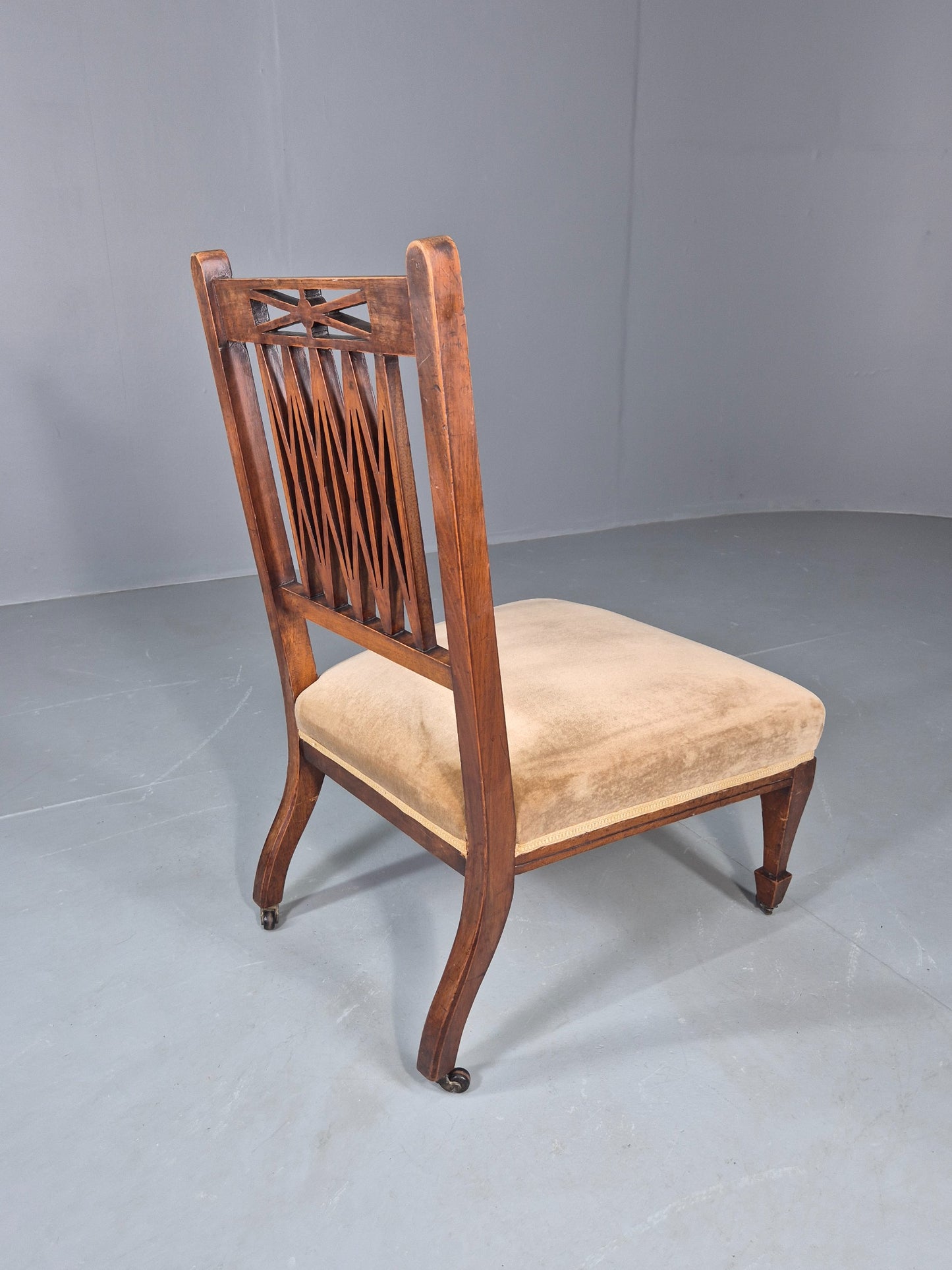 Vintage Arts and Crafts Low Chair Antique 1900s Oak Frame Eb12586