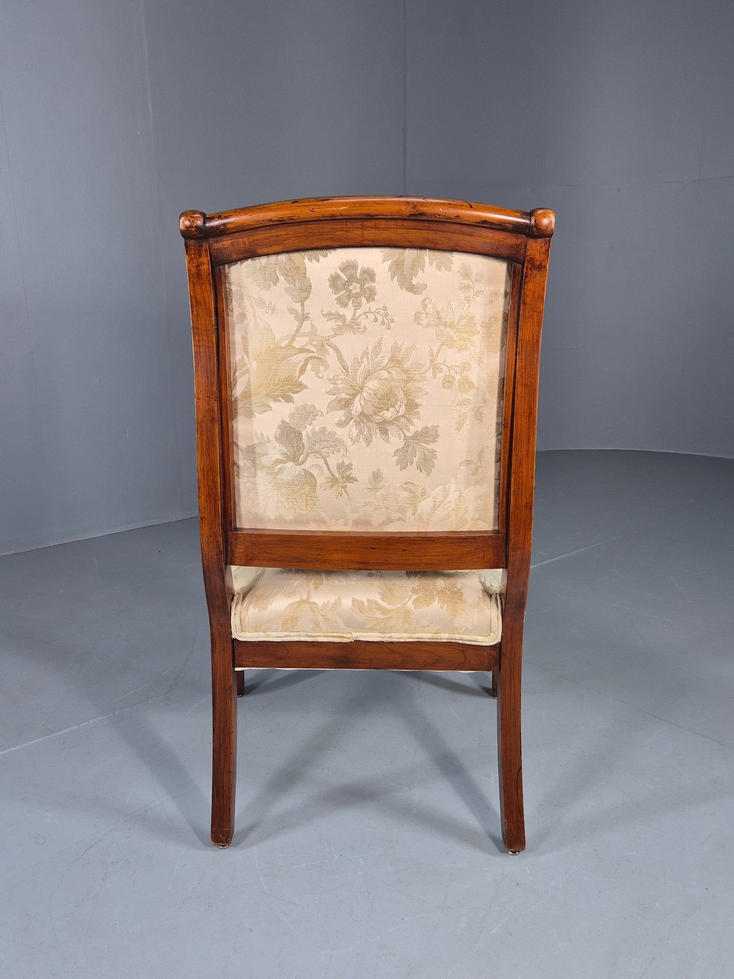 Antique Mahogany Arm Chair Louis Phillipe Style Floral Damask EB12857