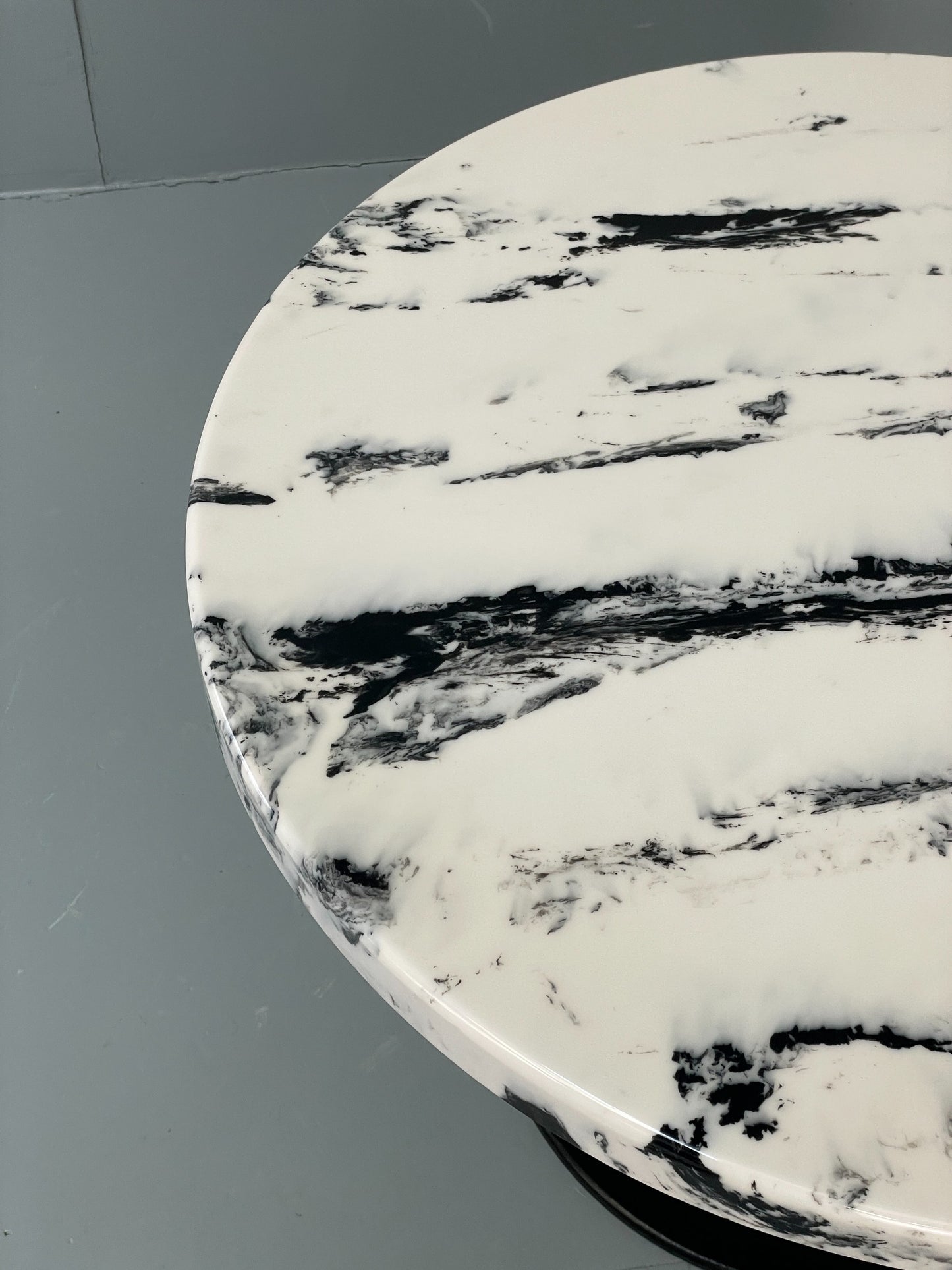 Modern Faux Marble Table Black Metal Base Circular 80cm EB12802