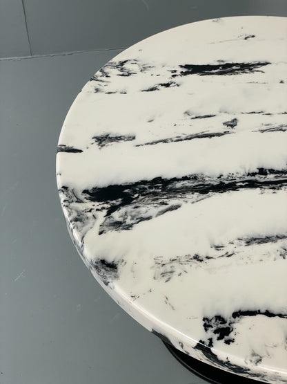 Modern Faux Marble Table Black Metal Base Circular 80cm EB12802
