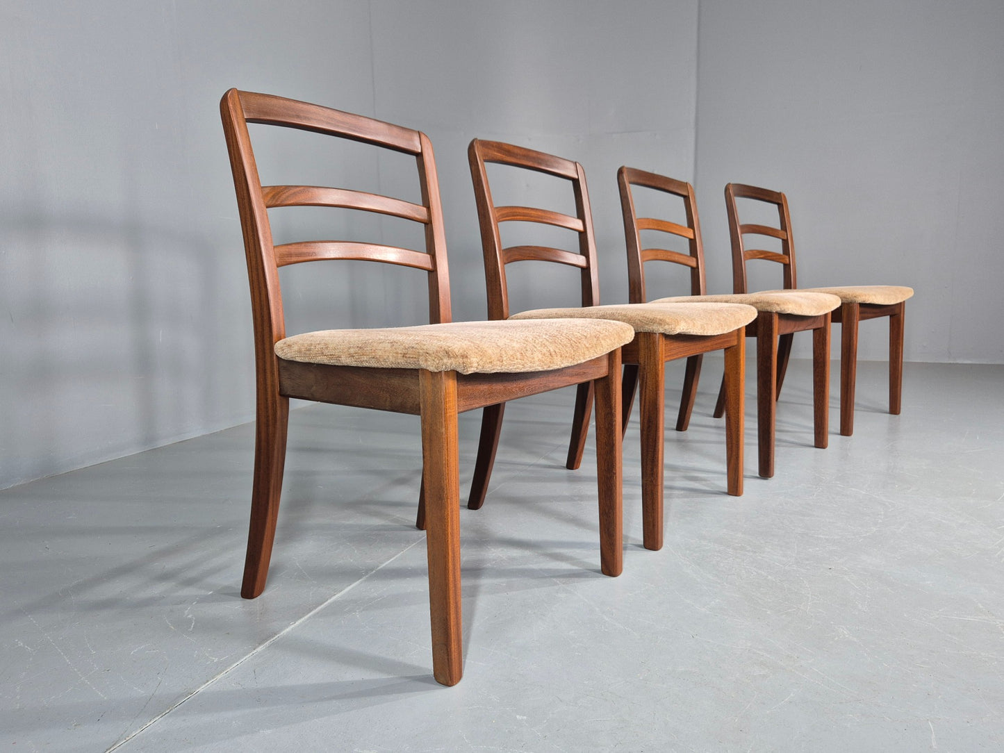 4 Vintage G Plan Dining Chairs Teak Frames Retro 1970s Original EB12175