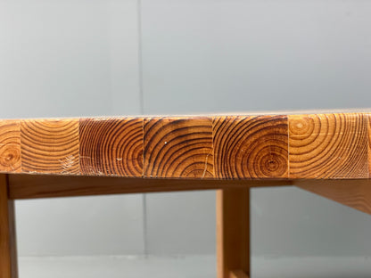 Vintage Coffee Table Round Solid Pine Swedish 1970s Wilhelmsson Style EB11177