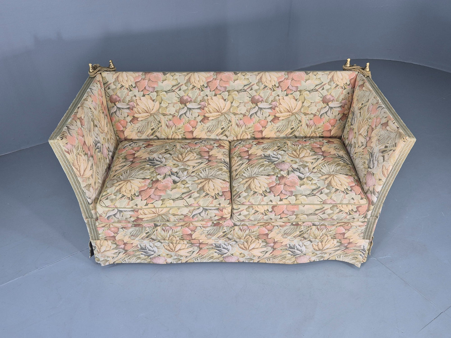Vintage Danish 2 Seater Sofa Knole Style Drop End Floral Cotton EB12721
