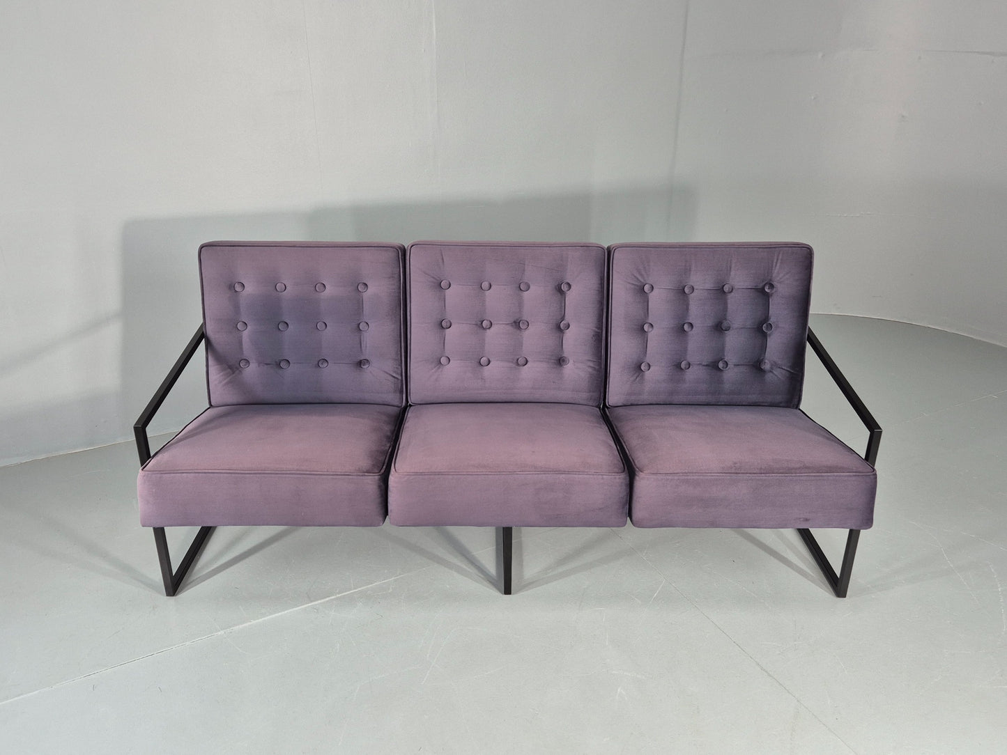 Vintage 3 Seater Sofa Modern Design Orange Box Lossit Purple Velvet  EB12806