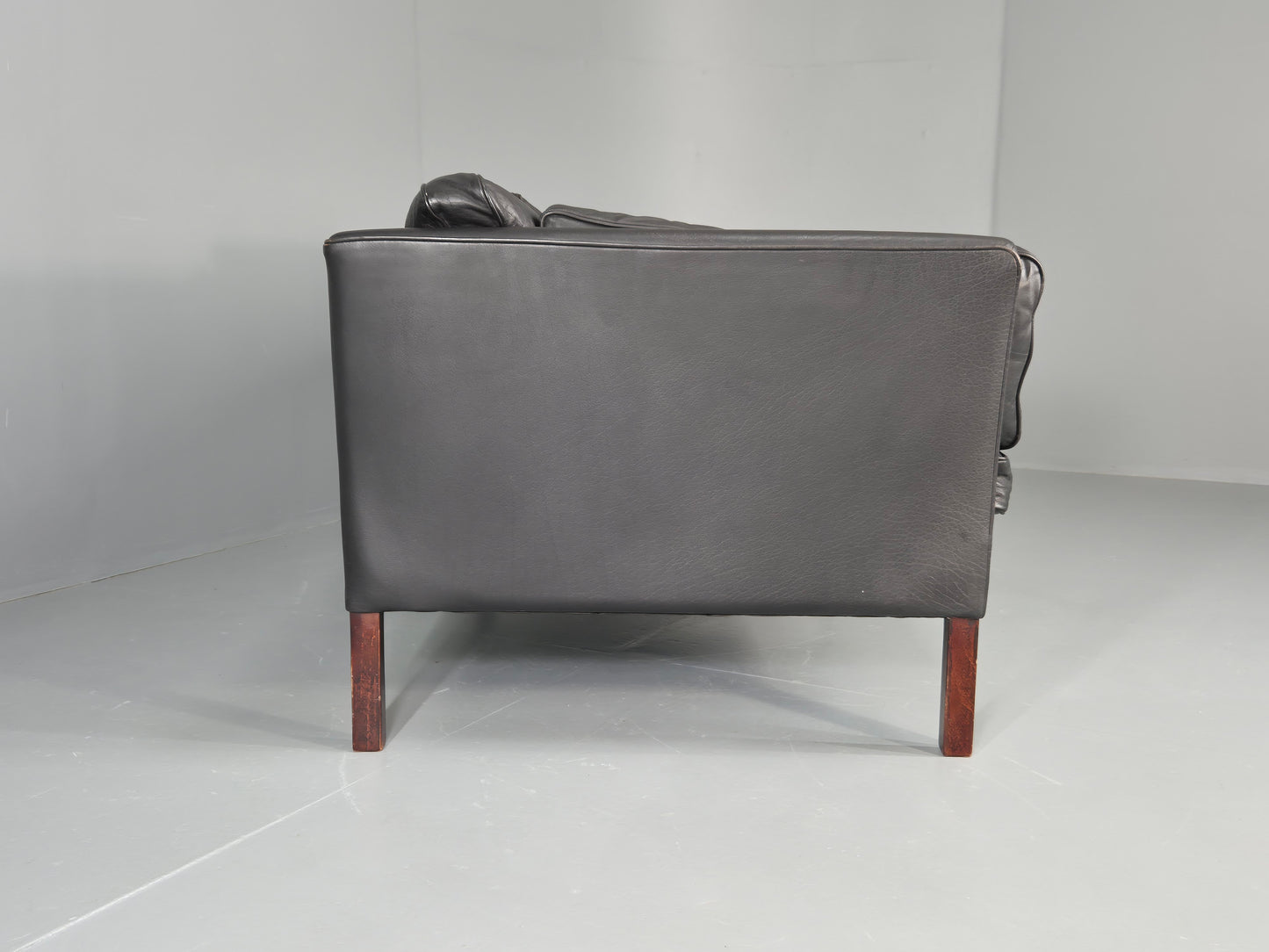 Vintage 2 Seater Sofa Stouby Danish Retro MCM Brown Leather 1980s EB12432