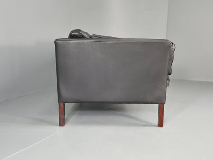 Vintage 2 Seater Sofa Stouby Danish Retro MCM Brown Leather 1980s EB12432
