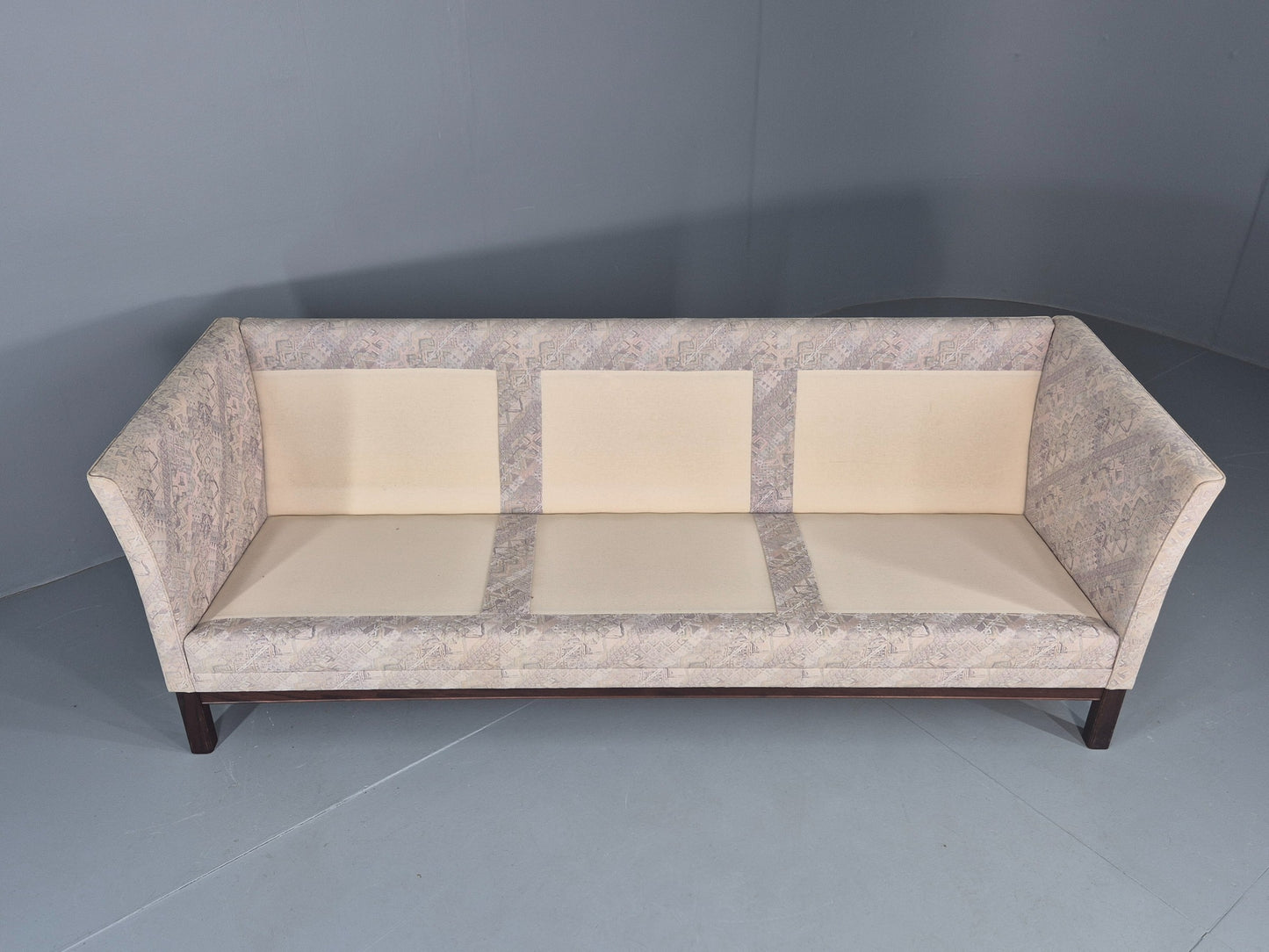 Vintage 3 Seater Sofa 1980s Danish Design Geometric Pattern Retro MCM Eb12581
