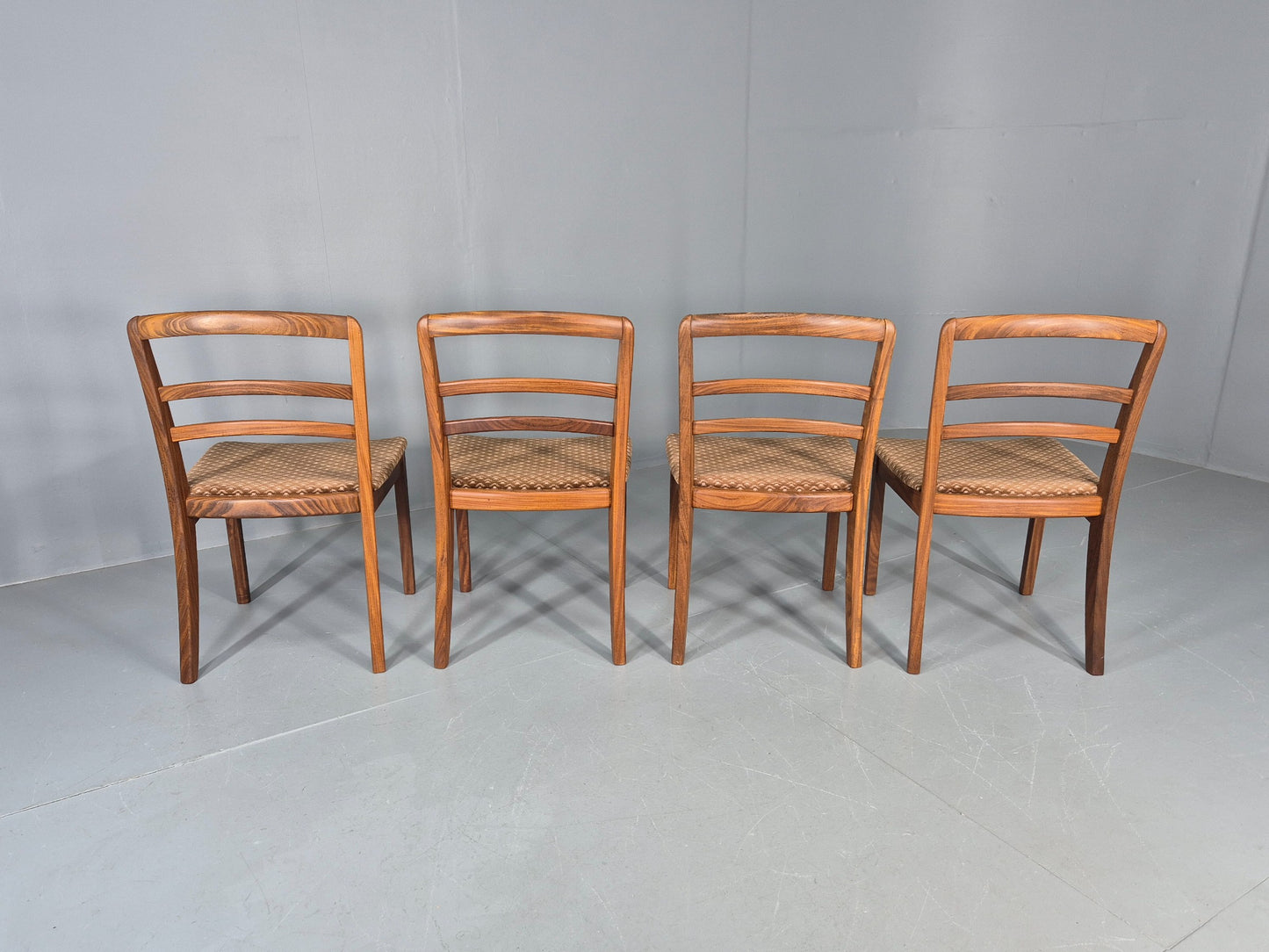 4 Vintage G plan Dining Chairs  Ladder Back Original Seats Teak 1970s EB12174