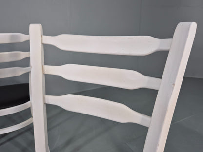 4 Vintage Kitchen Chairs 1960s Retro Black Vinyl and White Painted EB12584