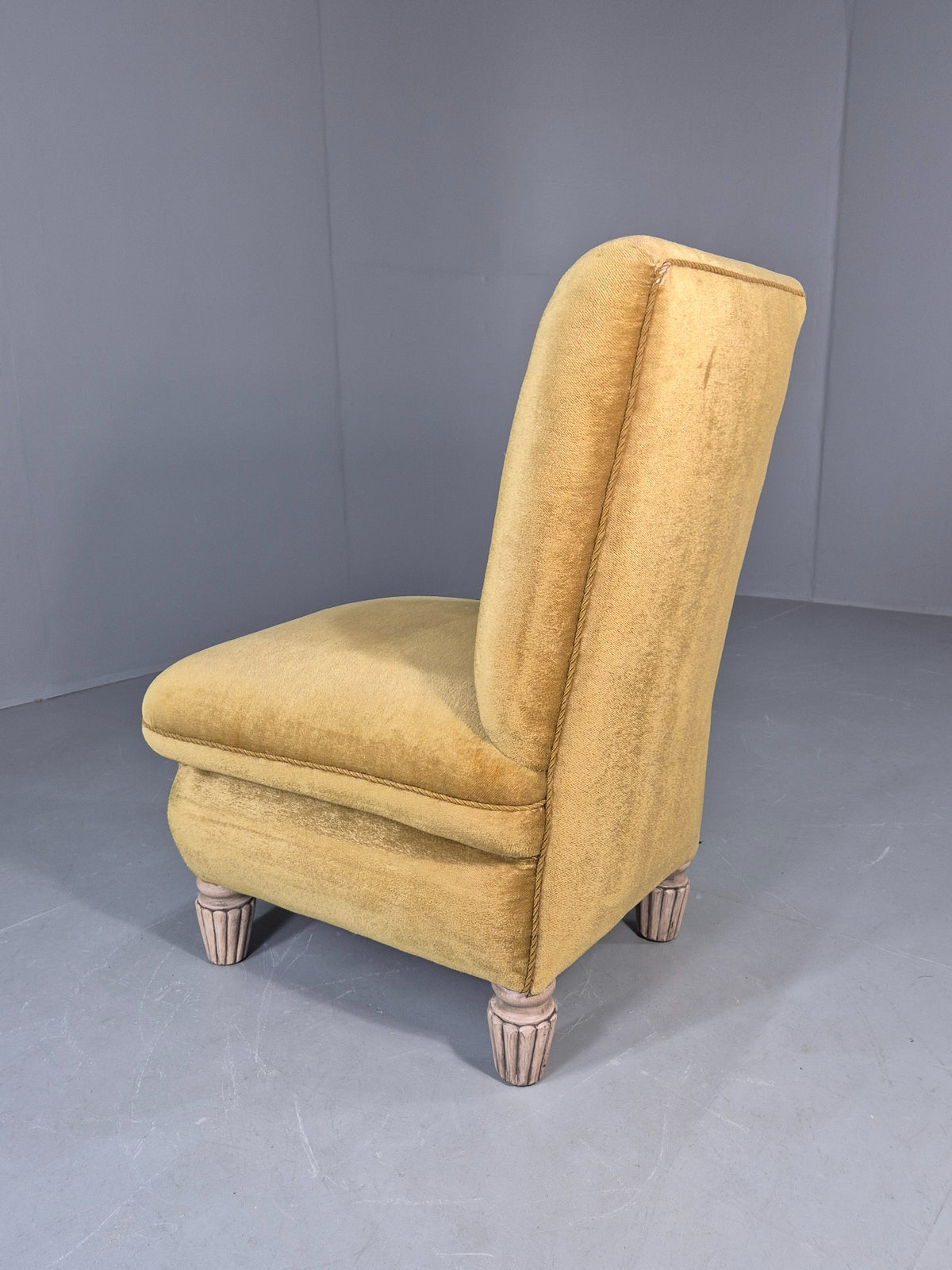 Vintage Danish Cocktail Chair 1930s Gold Velour on Fluted Legs  EB12680