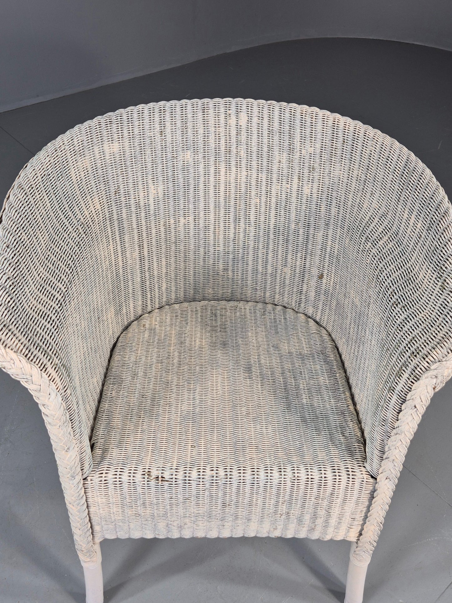 Vintage Lloyd Loom chair 1930s Original White Painted B12163