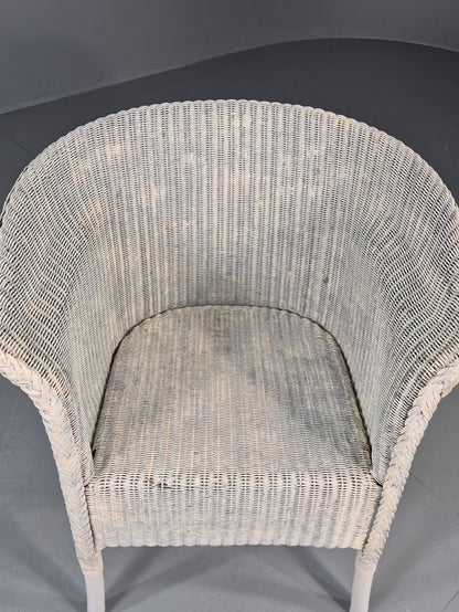 Vintage Lloyd Loom chair 1930s Original White Painted B12163
