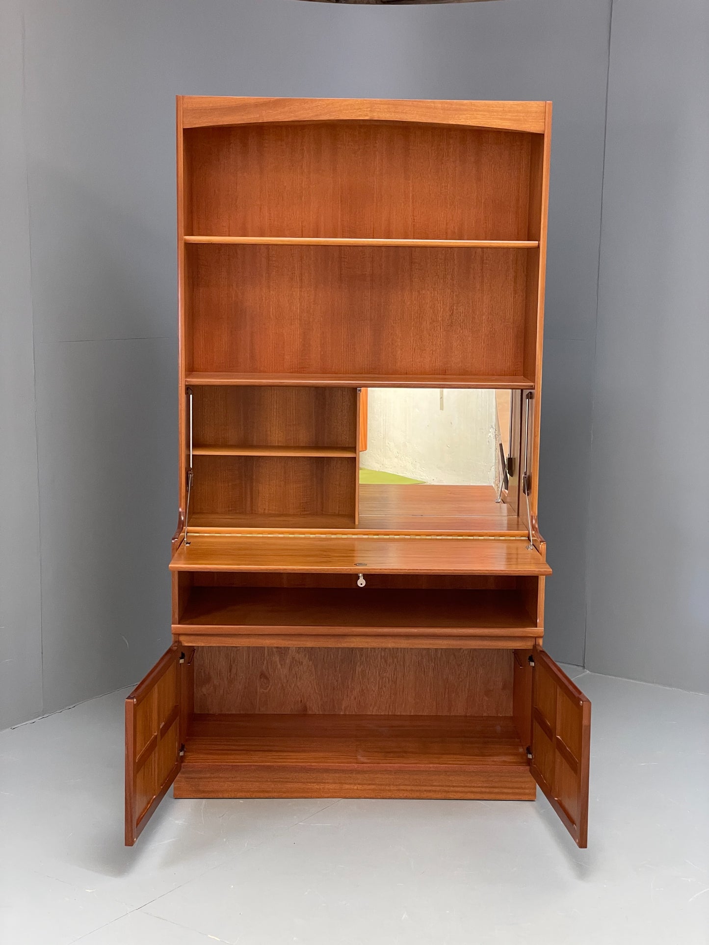 Vintage Nathan Wall Unit Teak Squares 1970s Retro Shelving Glazed EB11969