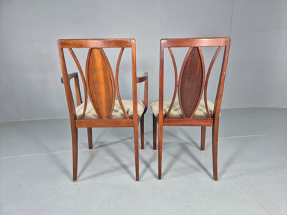6 Vintage G Plan Teak Dining Chairs X Frame Green Seats 1970s Retro EB12260
