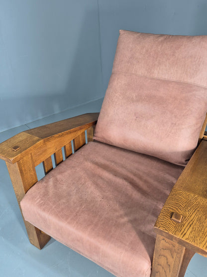 Vintage Stickley  Mission Chair Leather Upholstery Arts and Crafts Oak EB12483