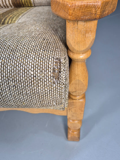 Vintage Danish Kjaernulf Style Oak and Wool Lounge Chair 1970s Retro EB9596