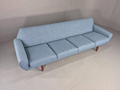 Vintage 4 Seater Sofa 1960s Danish Thams New Upholstery Teak Legs MCM  EB12788