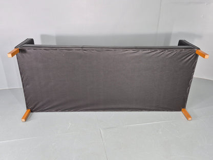 Vintage Stouby 3 Seat Sofa Black Leather 1980s Retro MCM Mogensen Style EB12427