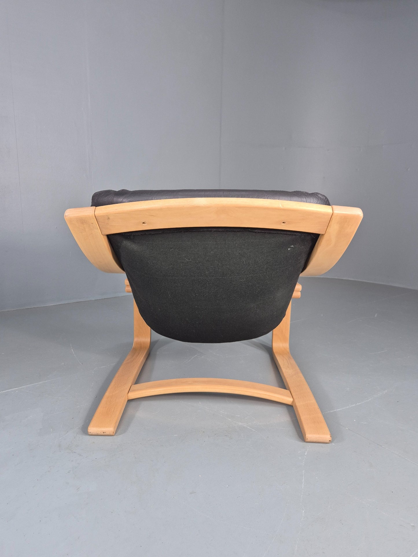 Vintage 1970s Lounge Chair Krokken By Fribytter Leather Bentwood Retro EB11999