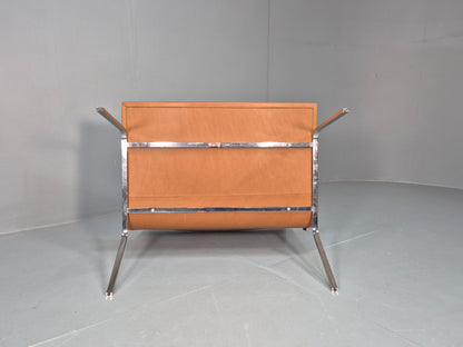 Vintage Tacchini Leather Lounge Chair Chrome Frame Modern Design EB9949