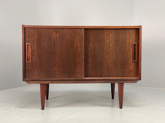 Vintage 1970s Record Cabinet Danish Mid Century Retro Storage Darkwood EB12344