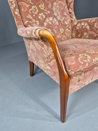 Vintage Parker Knoll Mid Century Lounge Chair Pink Hued Paisley Velour EB12168