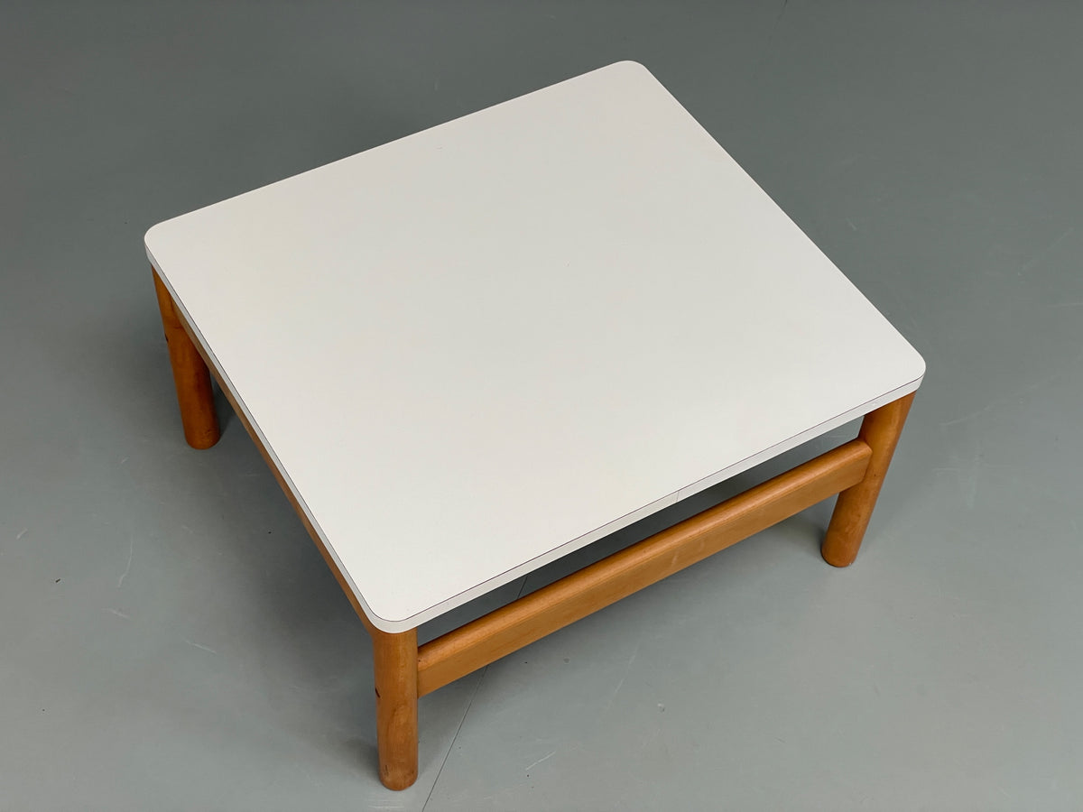 Vintage Formica Coffee Table Square White Beech 1970s Retro EB13114