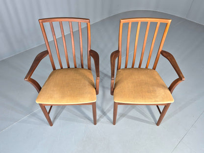2 Vintage McIntosh Carver Dining Chairs Teak Frames Gold Velour Seats EB12181