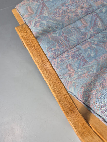 Vintage Mid Century Danish Bentwood Chair Blue Abstract 1980s Retro EB12107