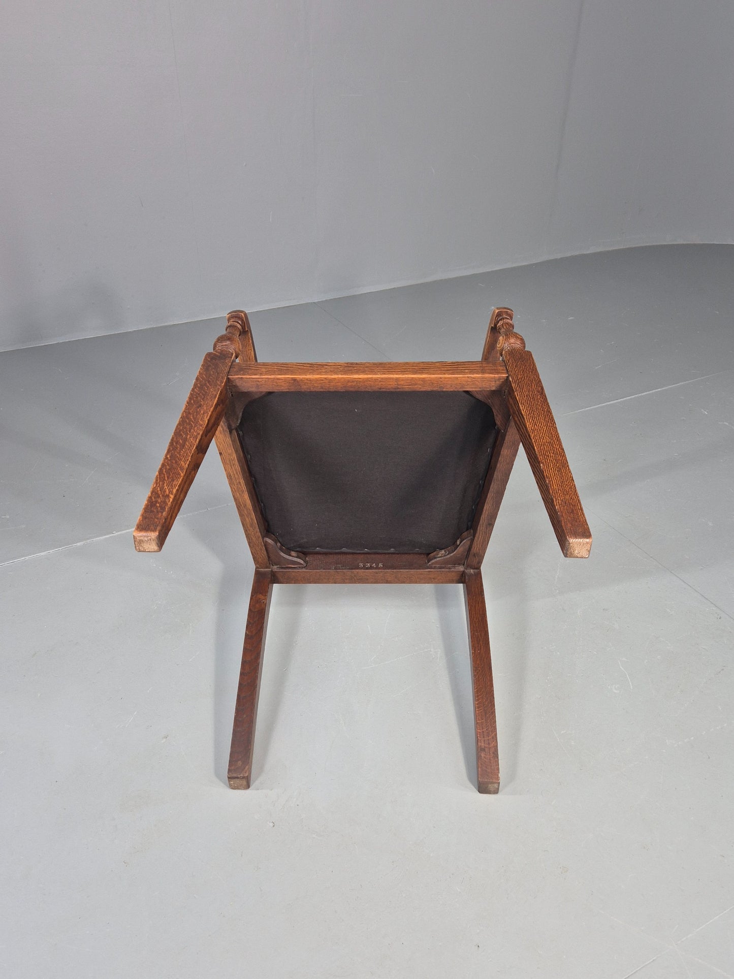 Antique Oak Elbow Chair Arts and Crafts Edwardian Vinyl Seat  EB12525