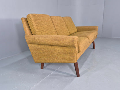 Vintage Danish 3 Seater Sofa 1960s Mid Century Retro Muted Yellow Green EB12541
