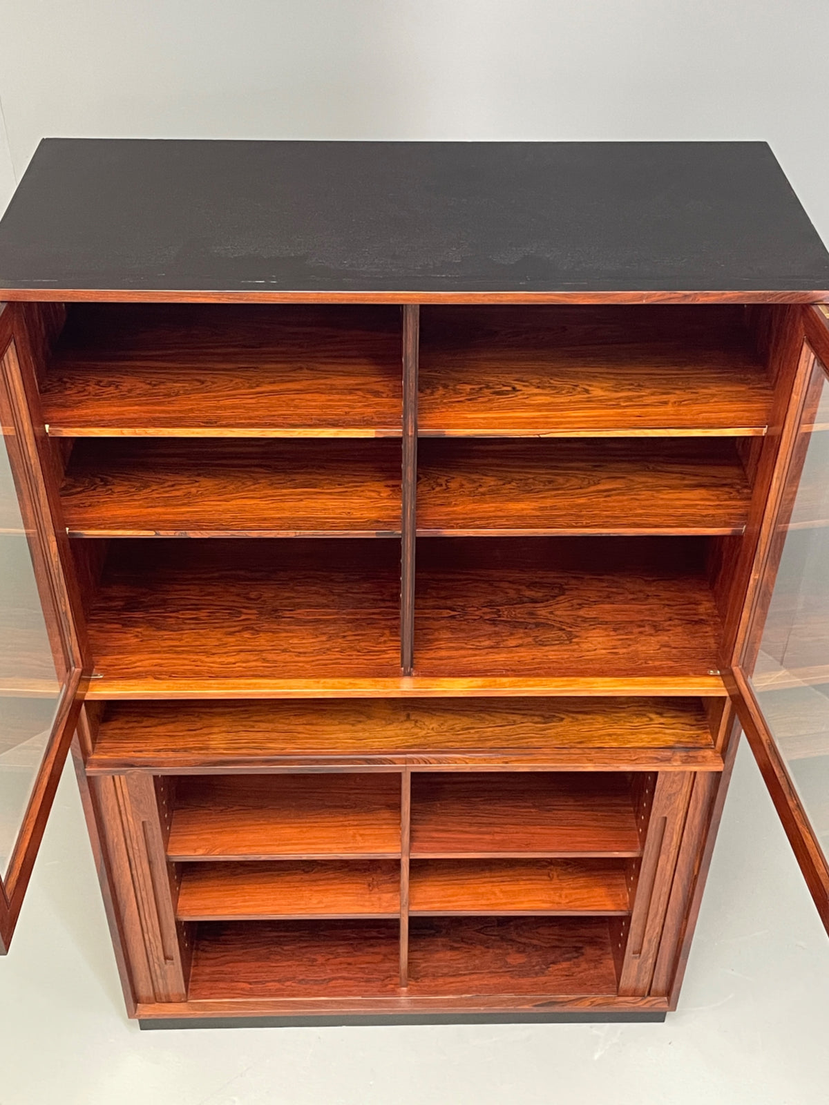 Vintage Danish Wall Unit Mid Century 1960s Tambour Shelving Cabinet Retro 13100
