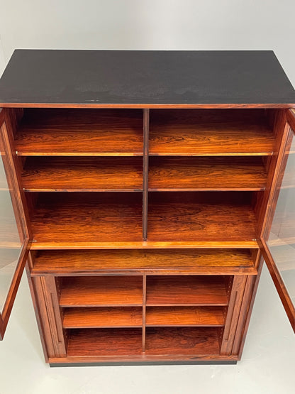 Vintage Danish Wall Unit Mid Century 1960s Tambour Shelving Cabinet Retro 13100