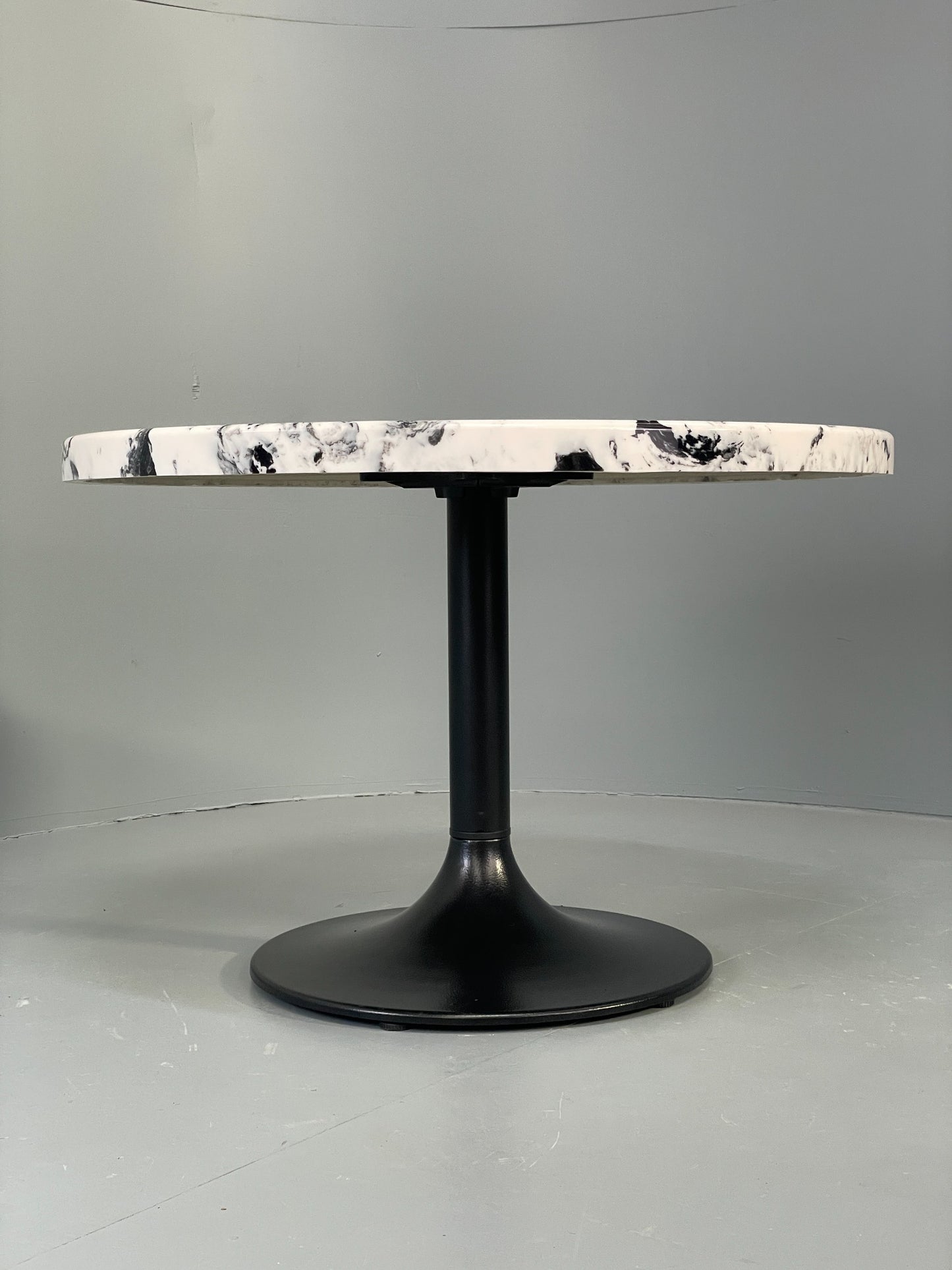 Modern Faux Marble Table Black Metal Base Circular 80cm EB12802