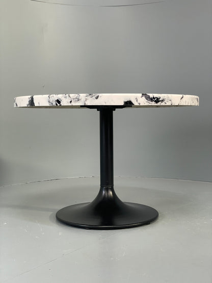 Modern Faux Marble Table Black Metal Base Circular 80cm EB12802