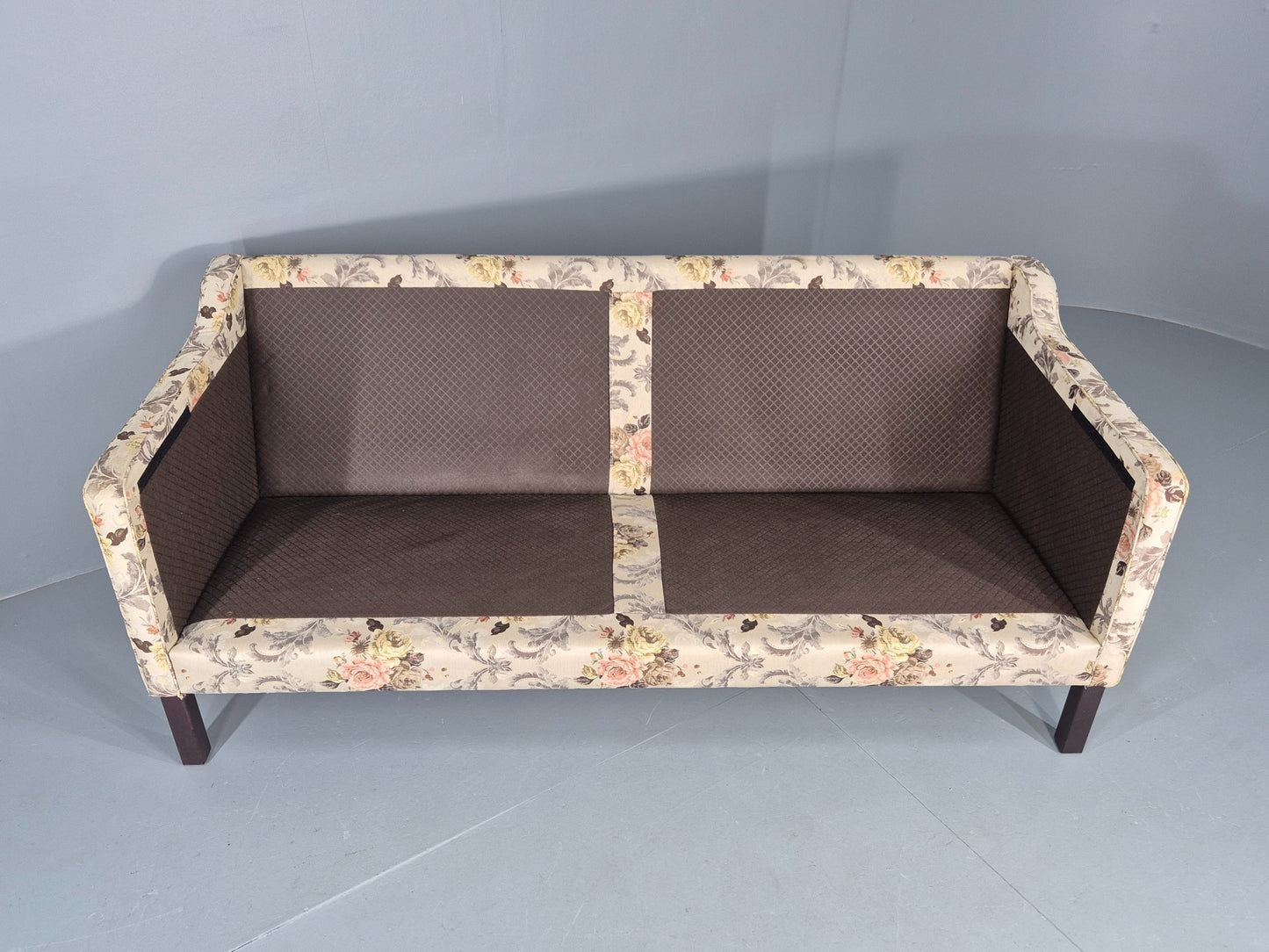 Vintage Danish 2 Seater Sofa 1970s Classical Floral Print Mid Century EB12540