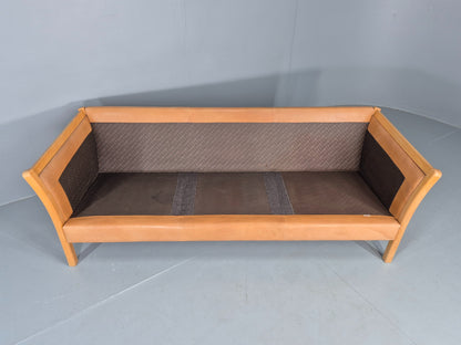 Vintage Stouby 3 seater Sofa Tan Leather 1980s Retro Mid Century Modern EB11610