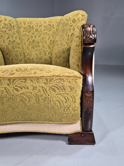 Vintage Danish Lounge Chair Green and Cream Art Deco Antique 1930s EB7575 VCLO