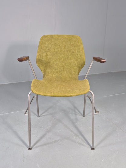 Vintage Mid Century Office Chair Danish Duba Green, Steel and Teak 1970s EB07907
